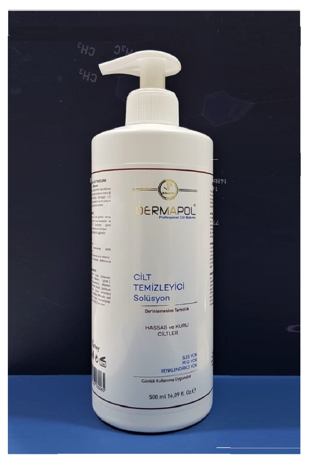 DERMAPOL Cilt Temizleyici Solüsyon - HASSAS ve KURU Ciltler 500 ml.