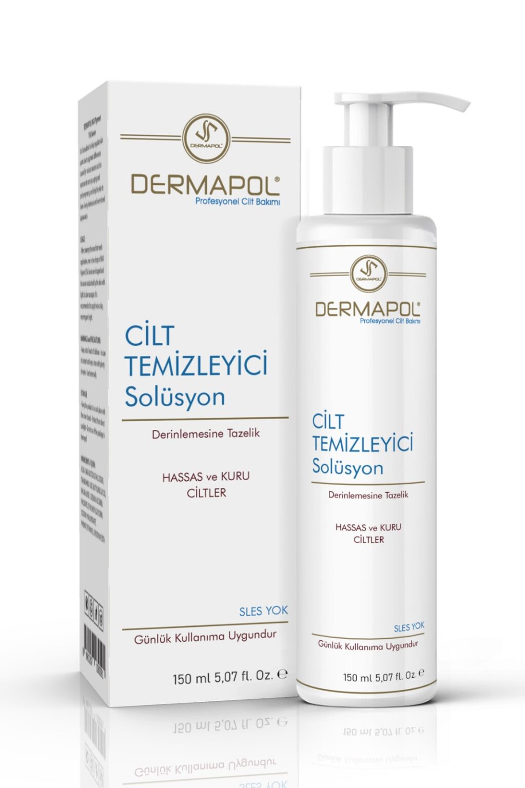 DERMAPOL Cilt Temizleyici Solüsyon - HASSAS ve KURU Ciltler 150 ml.